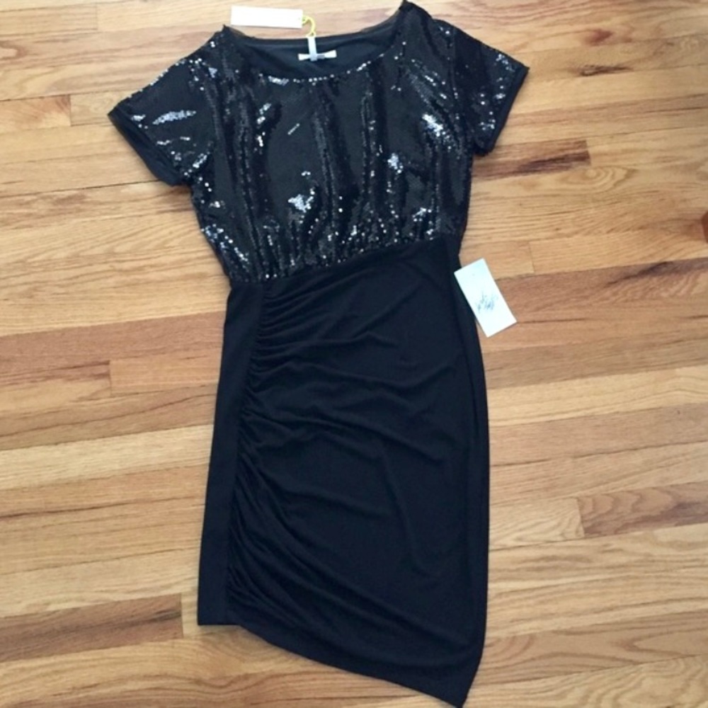 BCBG Black Sequin Bodycon Cocktail Dress